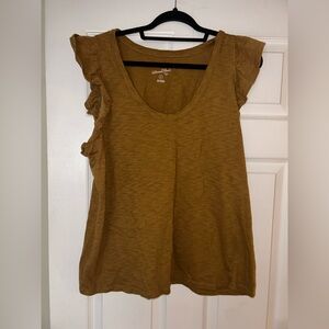 Women's Brown Ruffle Sleeve Top